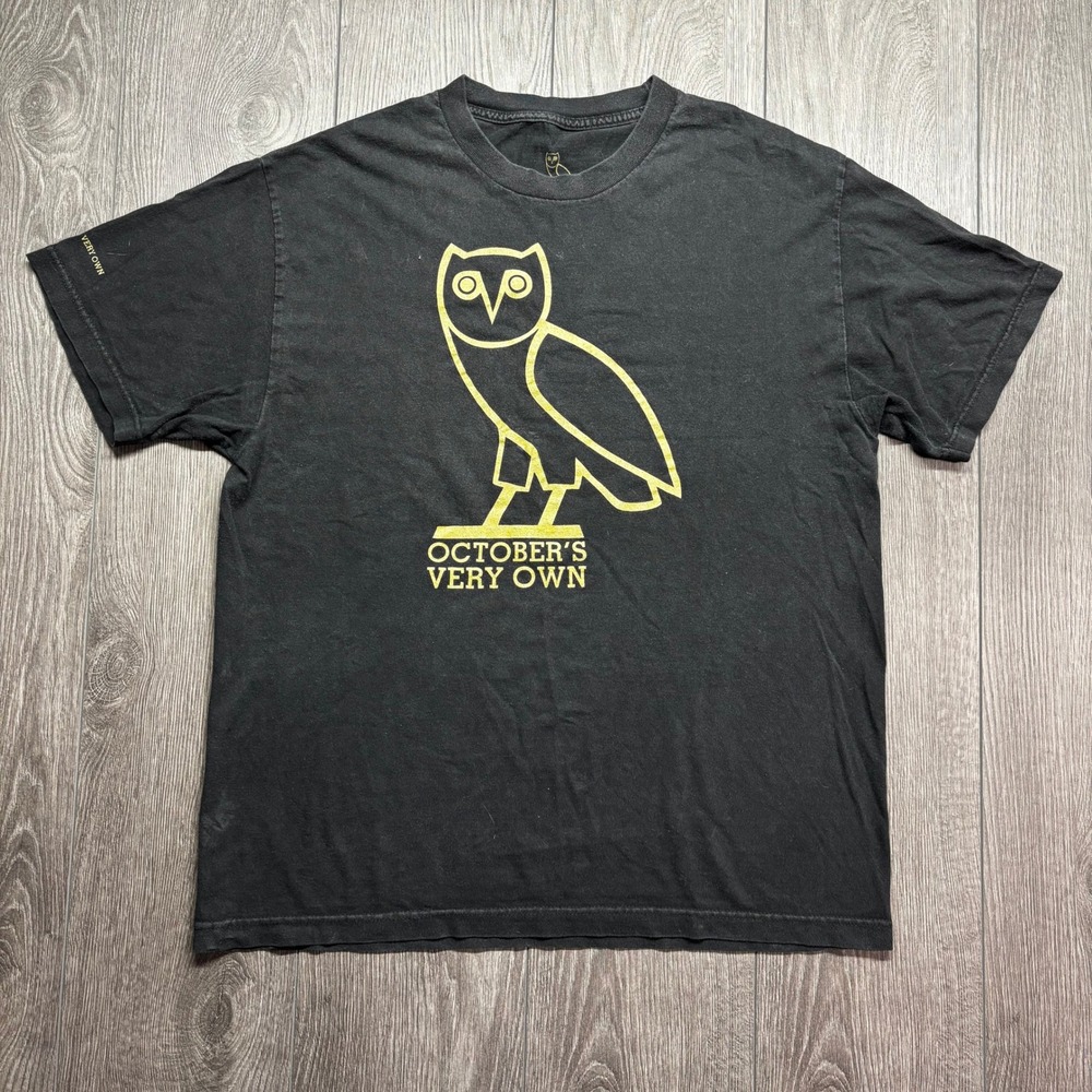 OVO Octobers Very Own Mens Gold Owl Graphic T-Shirt Black Large Made in Canada